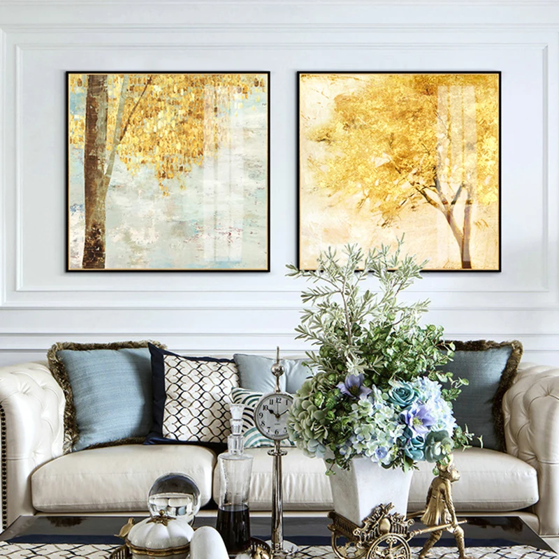 

Wall Tree Pictures Rich Tree Golden Canvas Painting For Living Room Canvas Art Print Plant Nordic Pictures Cuadros Decoration