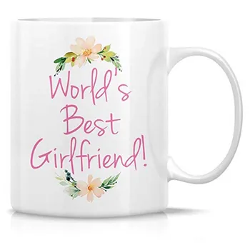 

Funny Tea Cup World's Best Girlfriend! 11 Oz Ceramic Coffee Mugs - Motivational Inspirational birthday gifts for wife, girlfr