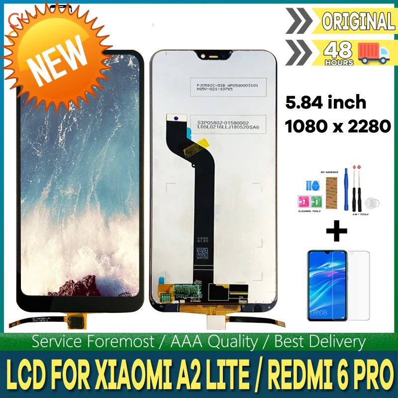 5.84 INCH 100% ORIGINAL LCD For Xiaomi A2 Lite Touch Screen Sensor Panel Digitizer Assembly FOR Redmi 6 Pro Display Replace | Мобильные