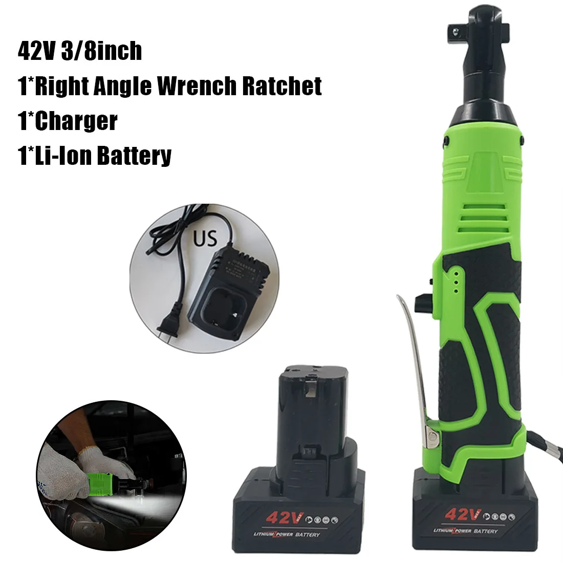 

Hot Sale 42V 3/8inch Electric Cordless Ratchet Right Angle Wrench Drill W/ Li-ion Battery Durable And Practical