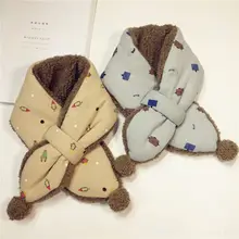 Осень-зима бархатная утепленная флисом поярок Детские шарф для девочек, для мальчиков, Милые Детские шарф детское горловое платки теплый кольцо