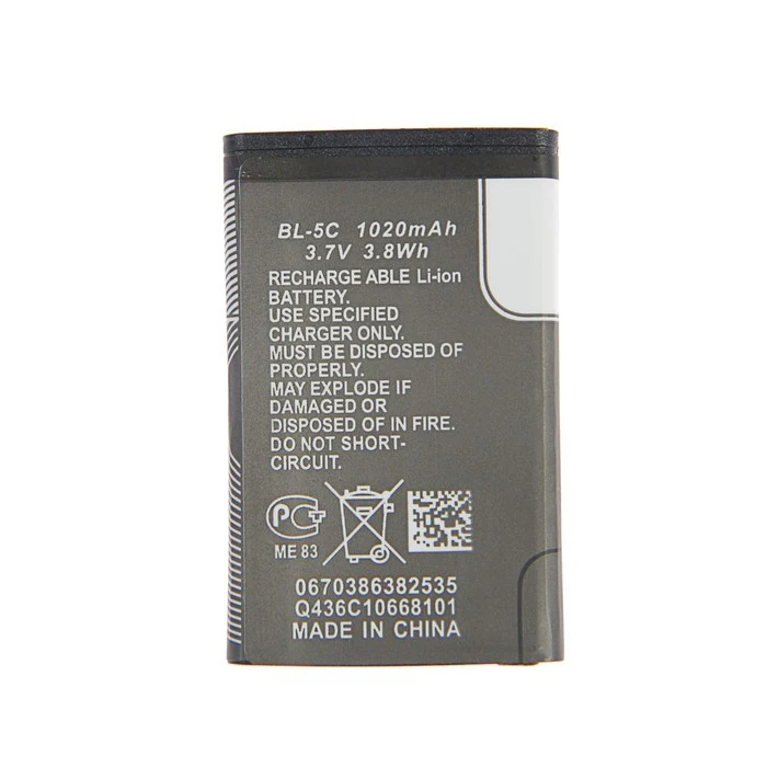 LuazON BL-5C battery, for portable speakers, mobile devices, 3.7 V, 1020 mAh ► Photo 2/6