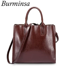 Burminsa, винтажные большие сумки из натуральной кожи для женщин, высокое качество, А4, для работы, для молодых женщин, сумки через плечо, зима