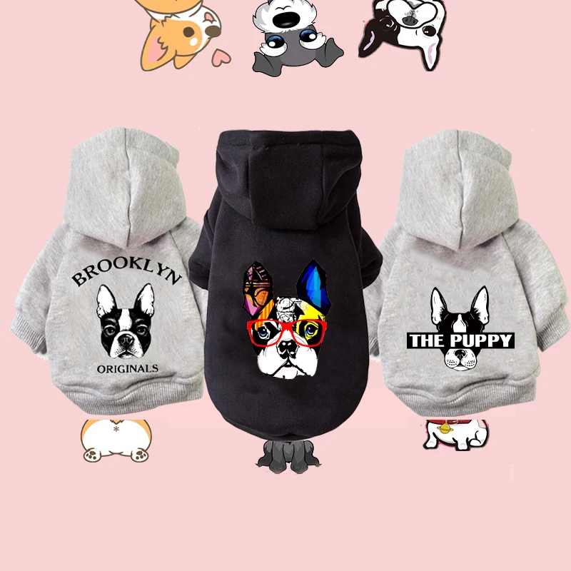  N / A Pet Clothes Dog cat French Bulldog White Flower Twill  Hooded Jacket Sweater Autumn and Winter Outdoor Sports Coat is Warm Cat  Clothes Hoodies DogsWarm and Windproof : מוצרים