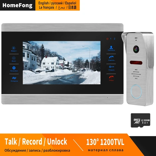 Buy HomeFong Wired Video Intercom for Home Door Phone Russian Version Screen Alloy Doorbell Call Panel Support Talk Recording Unlock