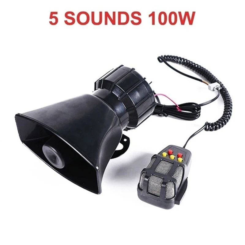 Siren 5 Sounds 12v 300db 100w Plastic Air Horn Siren Speaker For Auto