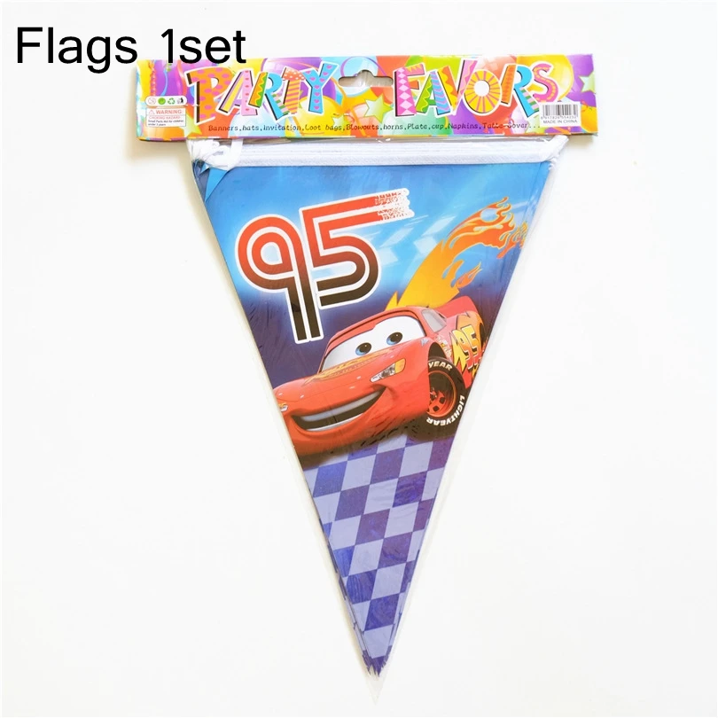 51 шт. disney Lightning McQueen автомобили праздничный набор столовой посуды чашка пластина Салфетка скатерть флаг детский Декор для вечеринки в честь Дня рождения поставки