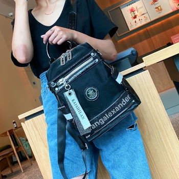 

Casual Women's Backpack High Quality PU Soft Leather Stitching Texture Black Shoulder Wild Trend Dual Purpose Travel Bag Female