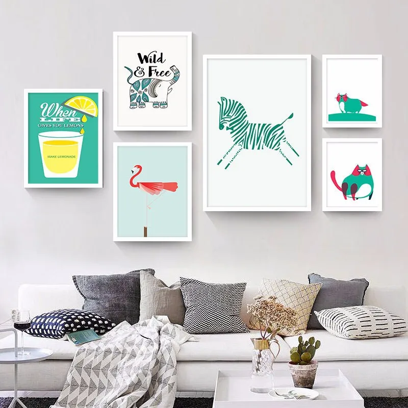 Modern Creative Horse Flamingo Lemon Cartoon Children's Room Living Decorative Canvas Painting Oil Home Decor | Дом и сад