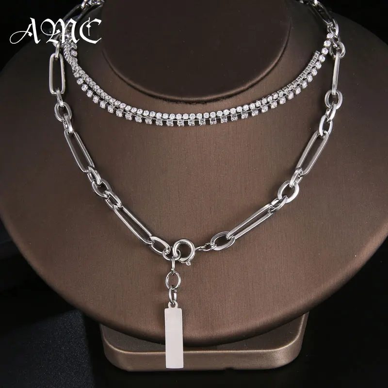 

AMC Fashion Multilayer Hiphop Long Choker Necklace For Women Men Long Collar Pendant Halloween Goth Jewelry Gifts