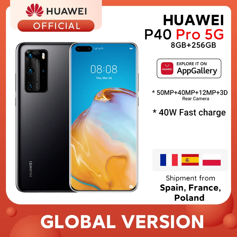 Глобальная версия Huawei P40 Pro 5G 8 Гб 256 ГБ Kirin 990 смартфон 50MP Quad Camera 6 58 'ྖ Гц экран 40