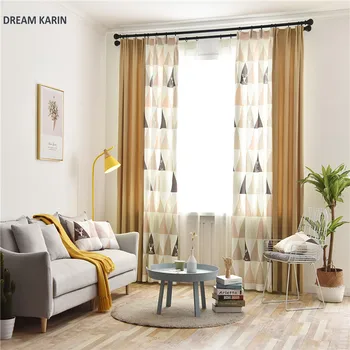 

NEW Modern Geometric window treatment drapes For Living Room Bedroom Kitchen Balcony Window Decoration Printed finished curtain