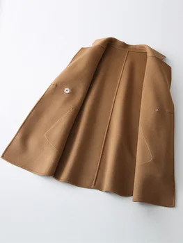 

Elegant Woman Winter Casaco 2020 Real Coat Female Autumn Solid Casual Jackets for Women Camel 80% Wool Coats 38065