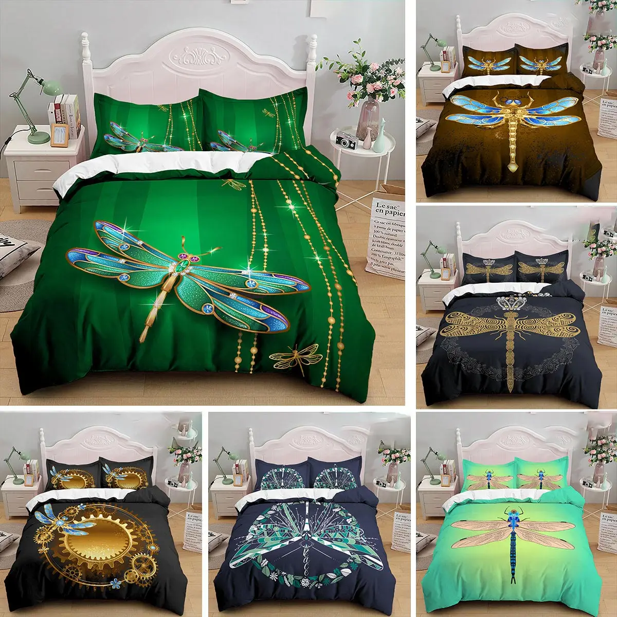 Dragonfly 3D Bedding Set 2/3pc Comfortable Home Textiles For Adults