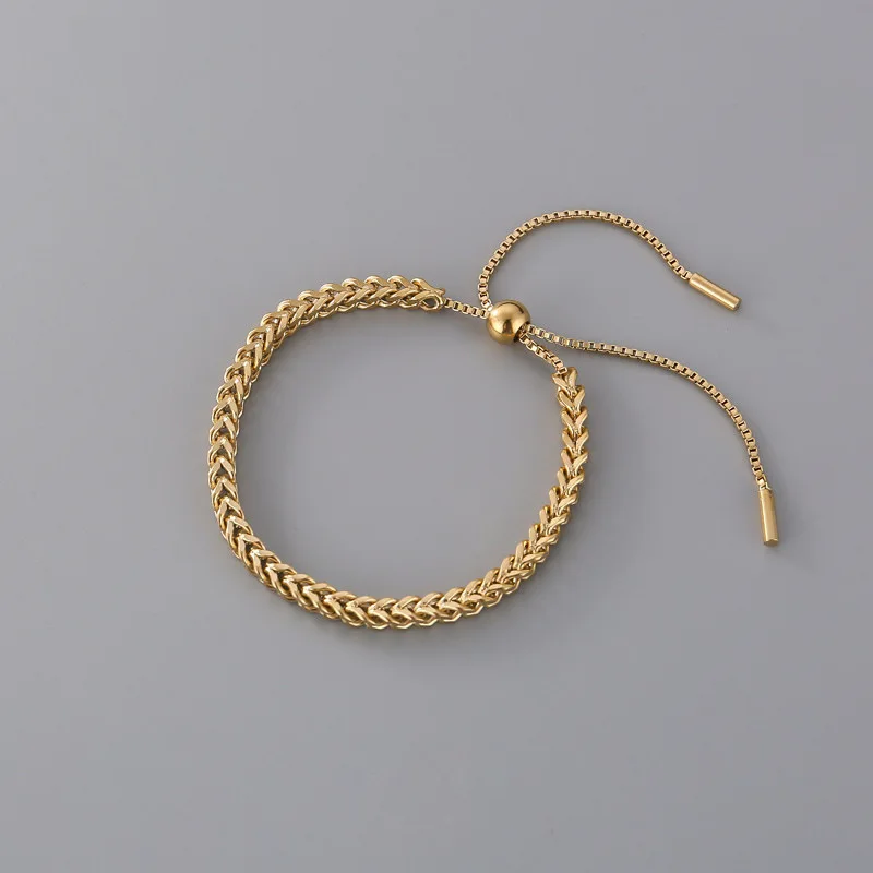 New Design Fashion Stainless Steel Link Chain Bracelets For Women Girl Men Gold Color