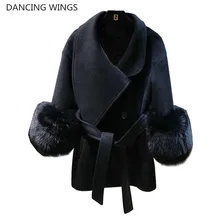 Шерстяное Женское пальто зимняя новая парка брендовый дизайн женское двухстороннее кашемировое пальто с манжетами из натурального Лисьего меха