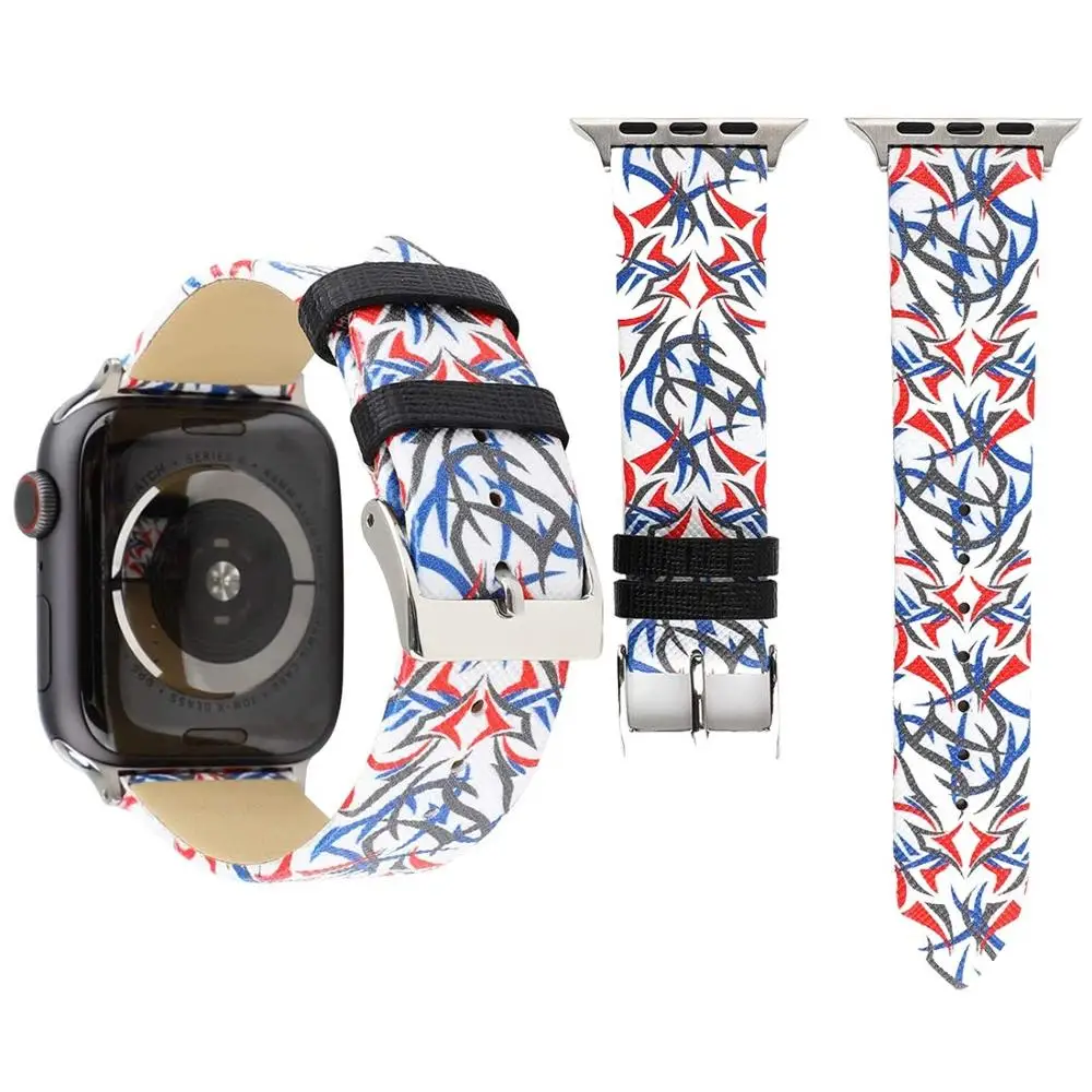 

Band For Apple Watch Series 5 4 44mm 40mm Leather Soft Breathable Replacement Strap Sport Loop for iwatch series 3 2 1 42mm 38mm