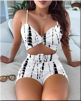 

2020 Women's New Hot Tight Print Sexy Suspenders Suit Sexy Club Tight and Charming