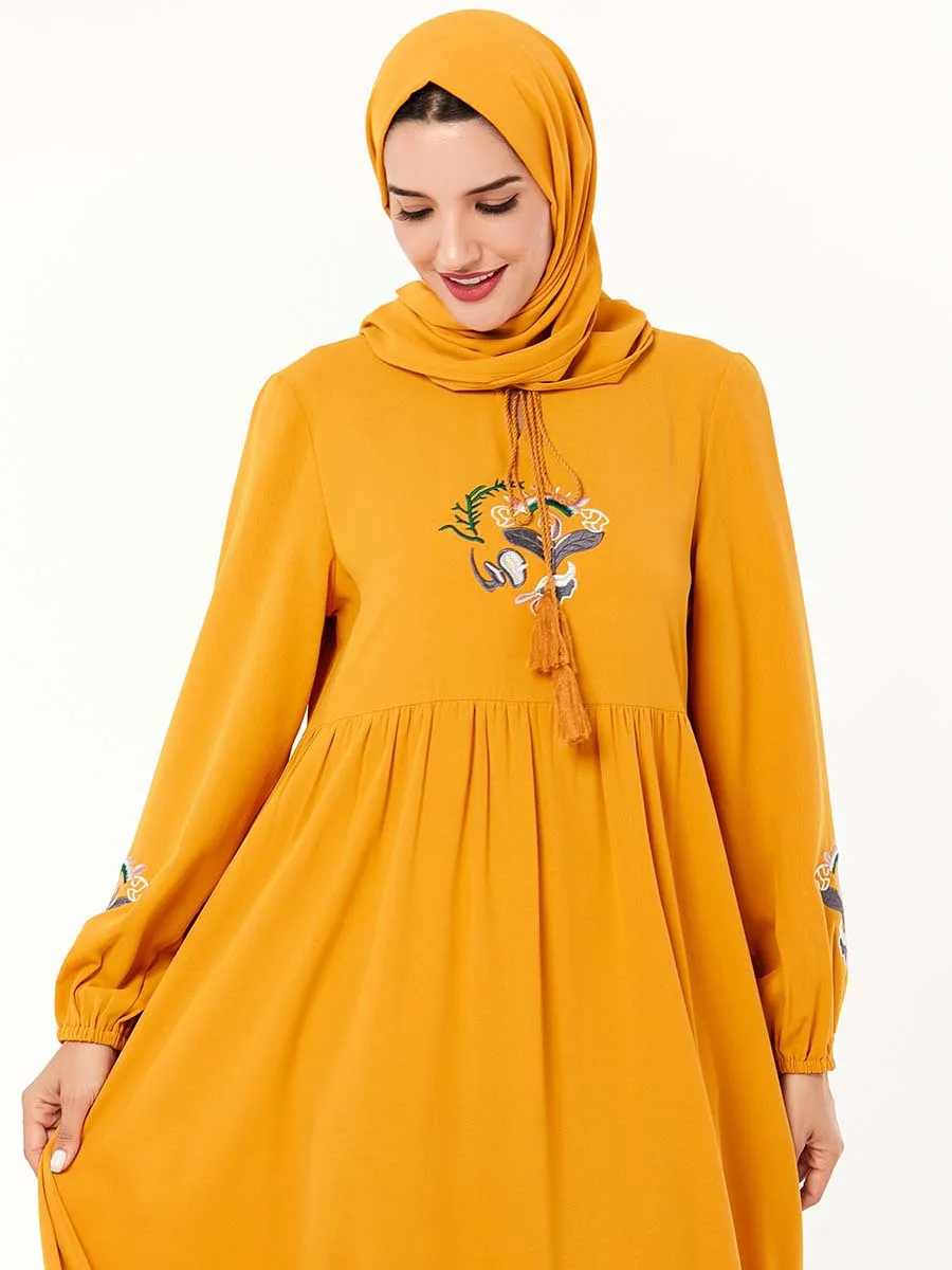 Abaya/мусульманское платье макси с цветочной вышивкой; Vestidos; кардиган; элегантное кимоно; длинные халаты; Jubah; Ближний Восток; Eid Ramadan; Исламский