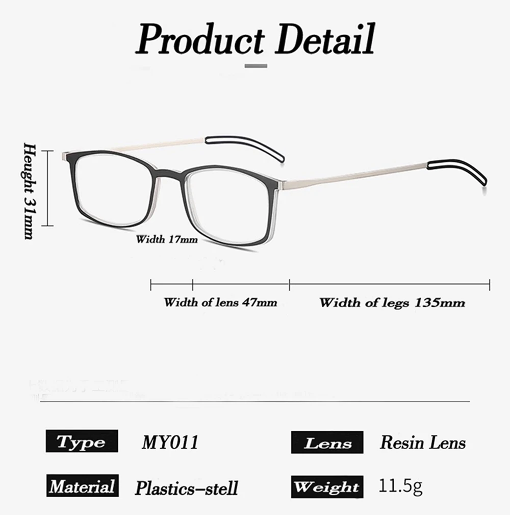 Anti Blau Licht Lesebrille Tragbare Platz Presbyopie Brillen Mit Fall Dünne Brillen Gläser Männer Frauen + 3,5 – Detail 2