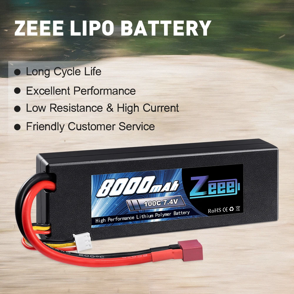 Zeee 2S Lipo Аккумулятор 7,4 V 100C 8000mAh Hardcase RC батарея зарядное устройство Deans Разъем для RC Автомобиль Грузовик Лодка Вертолет FPV гонки