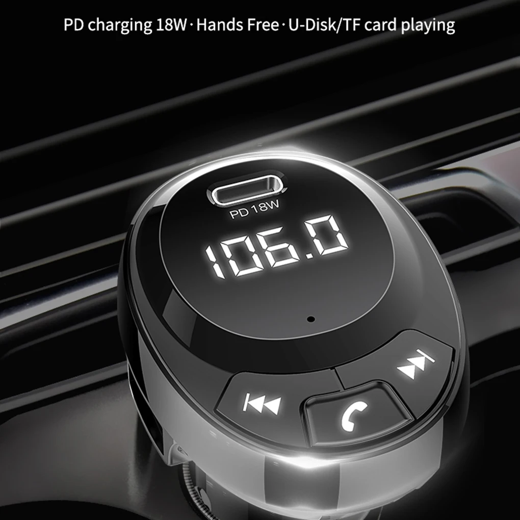 Автомобильный fm-передатчик Bluetooth 5,0 Автомобильный MP3-плеер беспроводной адаптер для быстрой зарядки аккумулятора