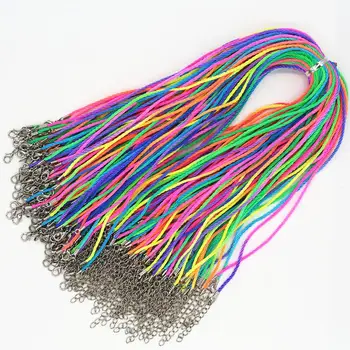 

2.0mm Colorful 50pcs Nylon Cord Necklace With Lobster Clasp,18inch Adjustable String DIY Material For Jewelry Making Findings