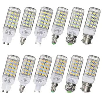 

E27/E14/E12/B22/G9/GU10 Dimmable LED Bulb 6W AC220V LED Bulb White/Warm White 60 SMD 5730 Corn Light Lamp