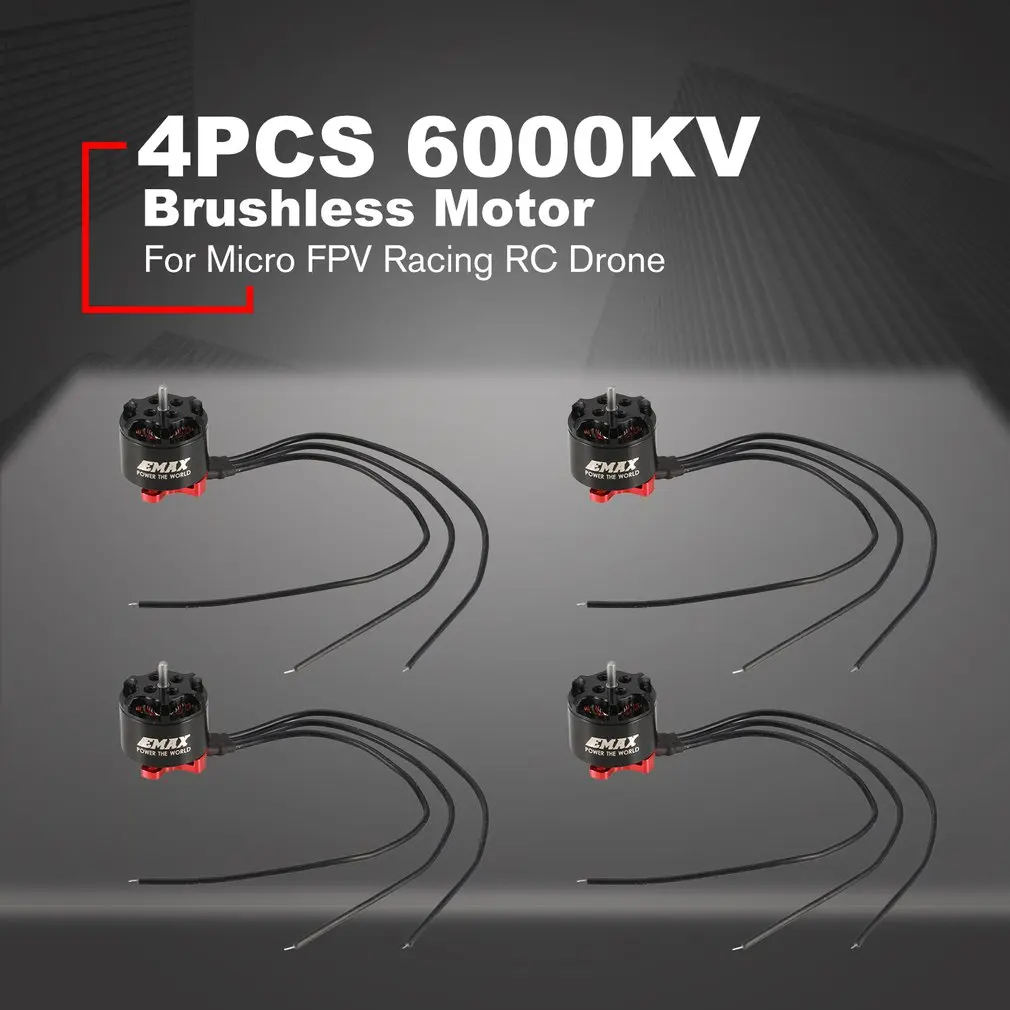 4pcs RS1108 6000KV 4 шт. Emax RS1108 5200KV/4500KV/6000KV 2-3S Легкий Мощный бесщеточный двигатель для Micro FPV Racing RC Дрон Квадрокоптер запчасти - Цвет: 4pcs RS1108 6000KV