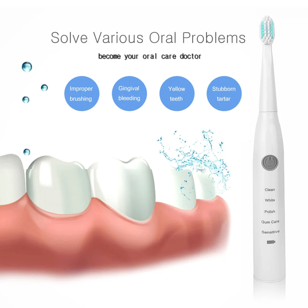 Электрическая зубная щетка звуковая волна перезаряжаемая смарт-чип зубная щетка сменная отбеливающая здоровая 5 шт. сменная насадка для зубной щетки