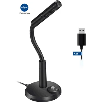 

Desktop Microphone Flexible Gaming Gooseneck Conference USB Computer Mic Black Microphones USB Rechargeable Meeting