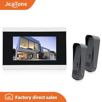 

Jeatone 7 inch Touch Screen Monitor Color Video Door Phone Intercom System + 2*Night Vision Waterproof Outdoor Camera Photograph