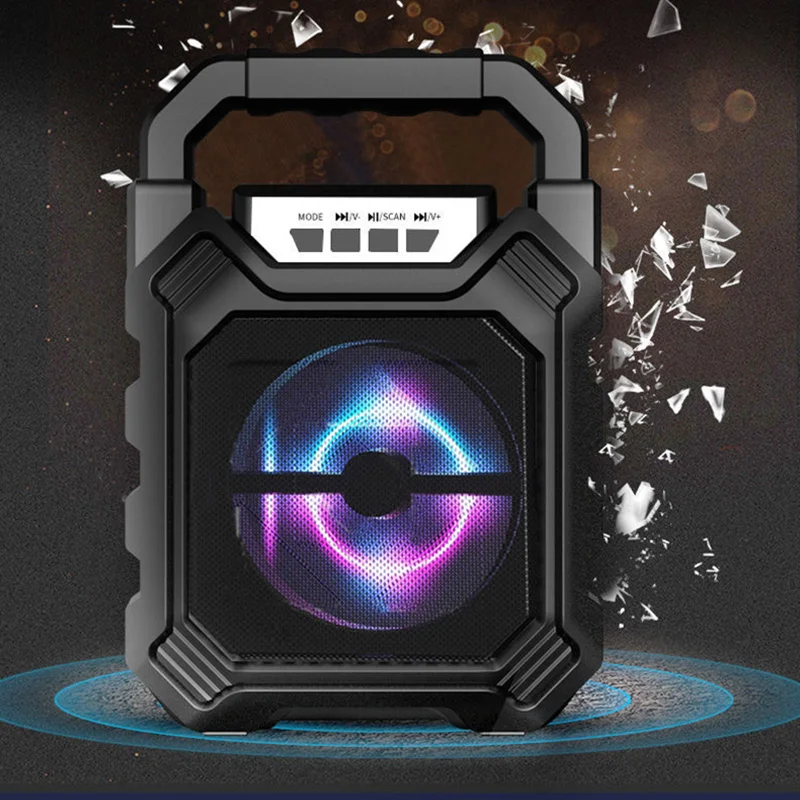 Портативная беспроводная Bluetooth колонка большой звук стерео FM радио Светодиодный