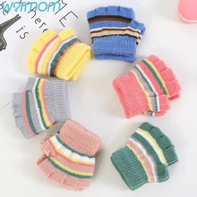 WARMOM/Детские перчатки с полупальцами; Модный дизайн в полоску; 6 цветов; От 1 до 3 лет; Детские Зимние теплые перчатки; поставка для матери и ребенка