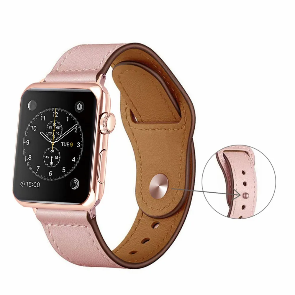 Leather Contrast Color Strap For Apple Watch band 44/40/42/38mm Compatible for iWatch series 5 4 3 2 1 Bracelet Accessories | Наручные
