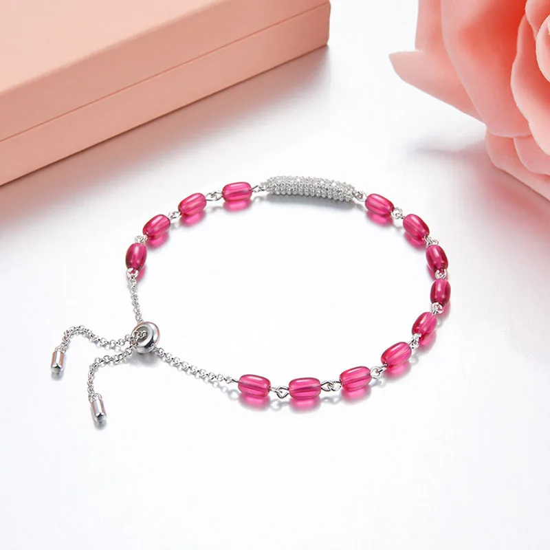 Новая мода S925 Стерлинговое Серебро циркон браслет «Конфета» Регулируемая цепь милые женщины Monaco браслет брендовые ювелирные изделия Три цвета
