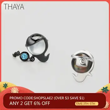 

Thaya Ghost Stud Earrings White Crystal Gemstone Opal Secret Color Stud for Women Fine Jewelry Halloween Cute Decoration Gift