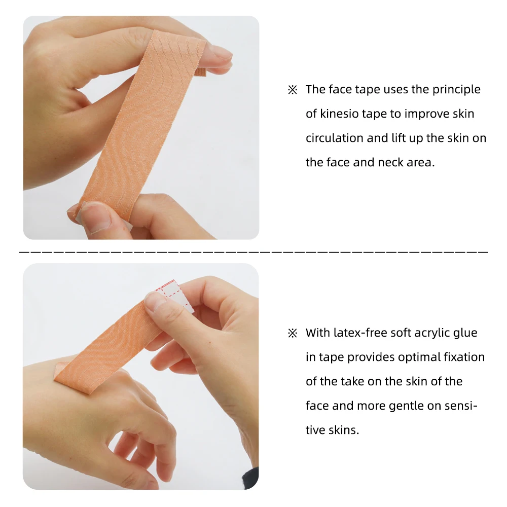Kinesiology Tape kinesiology tape for Face V Line and Neck Eyes Area Lifting Wrinkle Remover Tape 2 Rolls