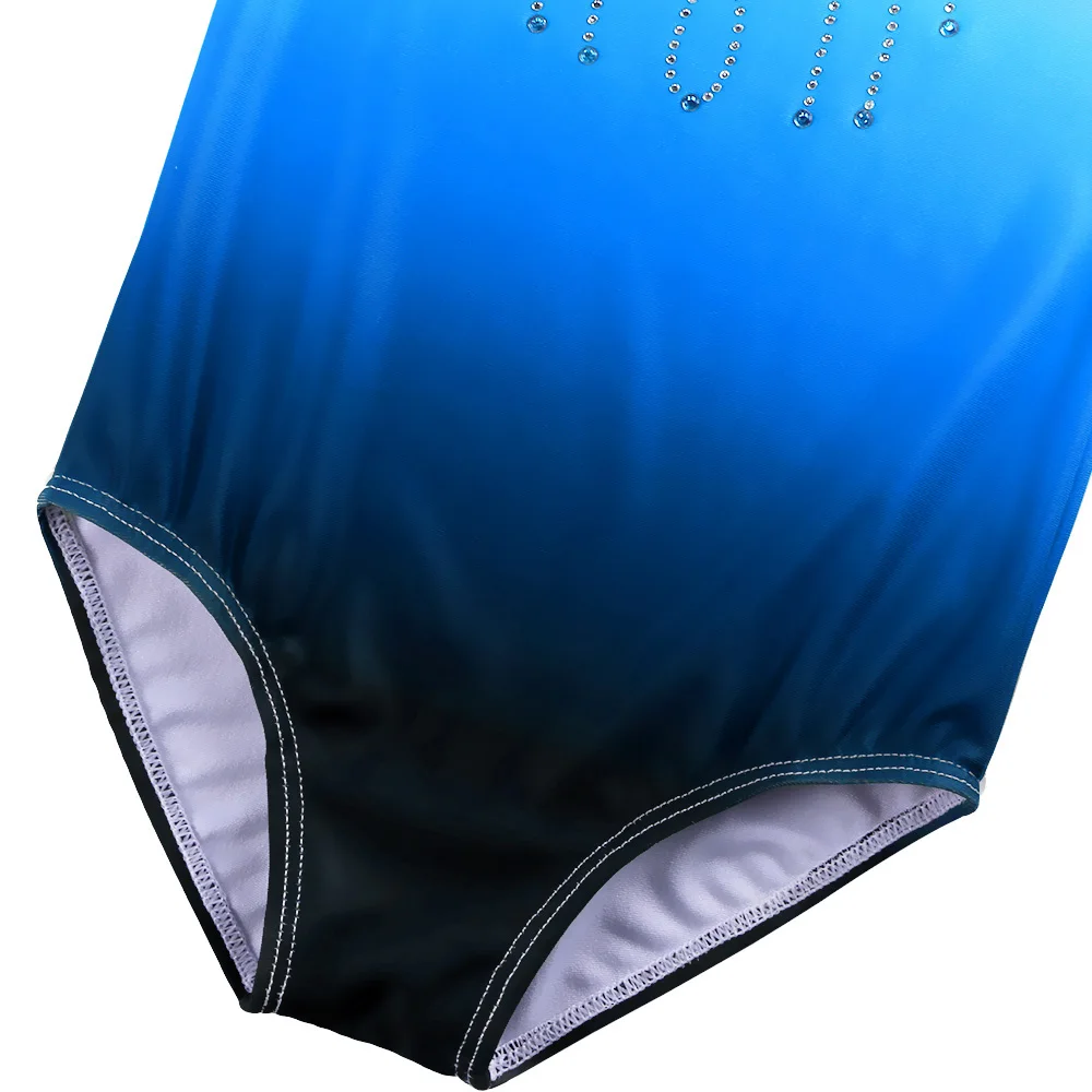 BAOHULU/синий балетный купальник без рукавов с бриллиантами для девочек, детская Одежда для танцев блестящий костюм для гимнастики Детский комбинезон