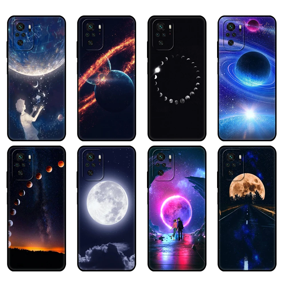 Черный чехол из ТПУ для Xiaomi Redmi 9T Note 10 Pro с небом космосом планетой луной звездами