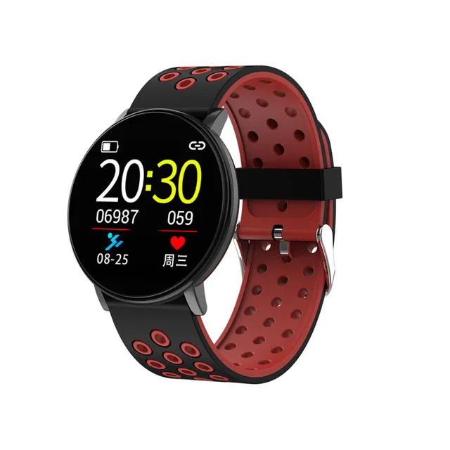 Умные часы для мужчин, кровяное давление, умные часы, круглые, водонепроницаемые, умные часы для женщин, браслет для спорта и здоровья, умные часы для Android IOS - Цвет: red