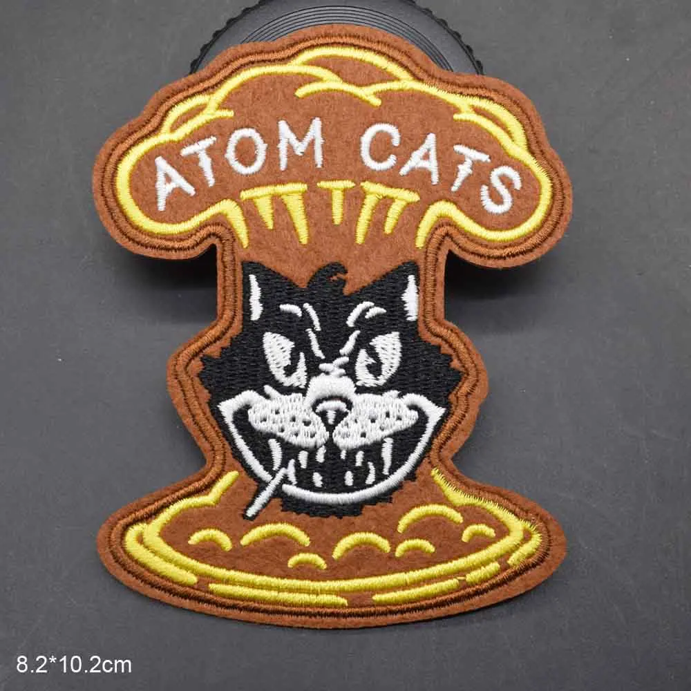 Boom Cat Iron On Embroidered Clothes Patches For Clothing Music Band Stickers Garment Wholesale