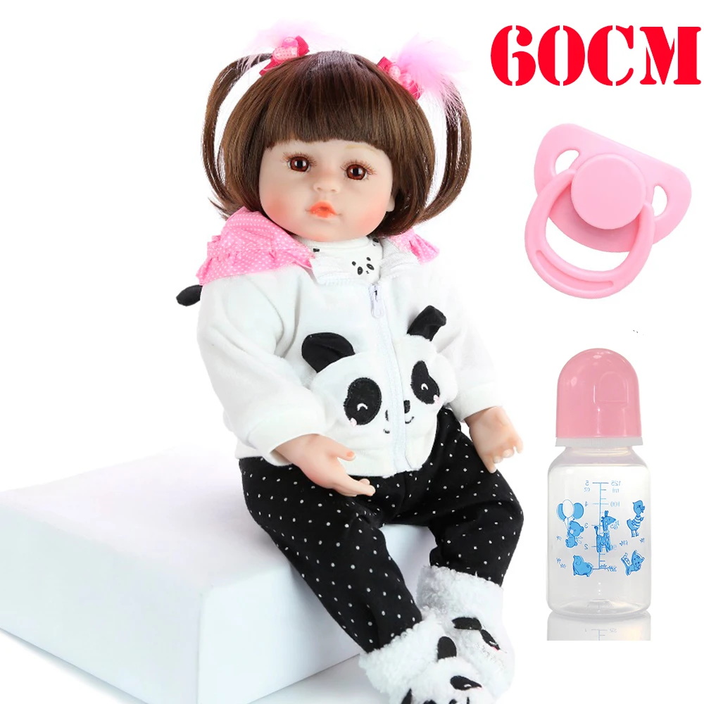 60cm Soft Silicone Reborn Baby Dolls Lifelike 24 Inch bebes Menina Princess Girl Doll Children Birthday Gifts | Игрушки и хобби