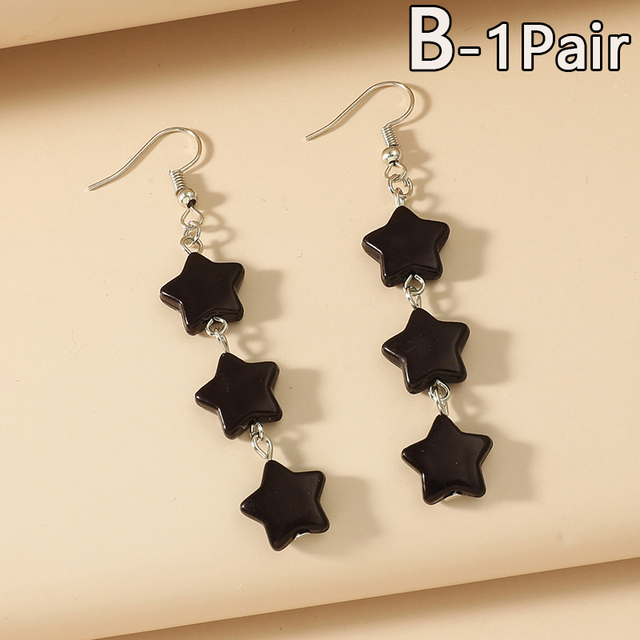 Star Shaped Pendant Drop Earring Resin Candy Color Butterfly Bear Cute Dangle Earrings Girl Party Gift Jewelry Supplies