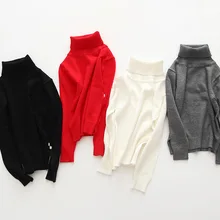 Детский свитер на весну-осень, простой пуловер с высоким воротником для мальчиков и девочек, одежда для маленьких девочек 1, 2, 3, 4, 5, 6, 7 лет, 195002