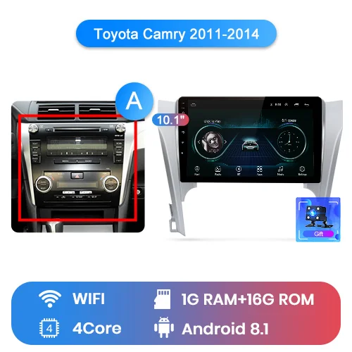 Junsun V1 2G+ 32G Android 9,0 DSP для Toyota Camry 8 50 55 2011- Автомобильный Радио Мультимедиа Видео плеер навигация gps 2 din dvd - Цвет: 1-16G for wifi