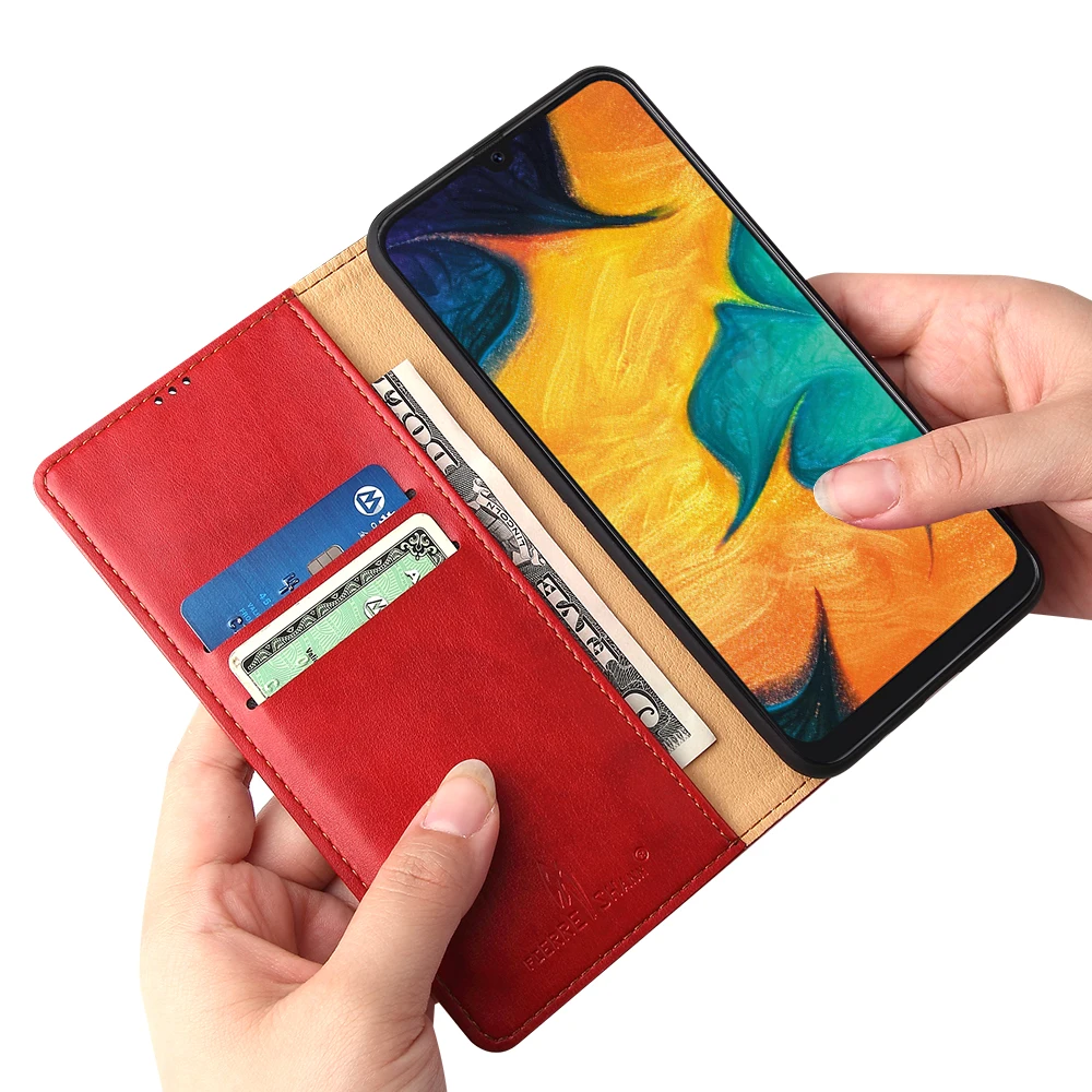 SSZ PUZPW Red Кожаный чехол для samsung Galaxy A30 защитная оболочка магнитное притяжение чехол для samsung A30 A305F бумажник флип Чехол - Цвет: SSZ PUZPW Red
