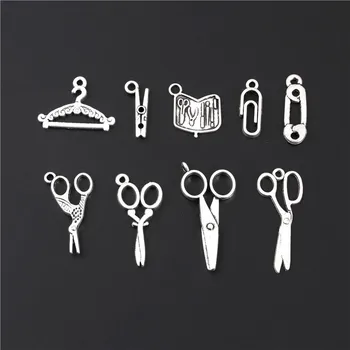 

18pcs Mix Silver Color Barber Scissors Clothes Hanger Charms Dressmaker Pendant Jewelry Making DIY Handmade Accessories M22