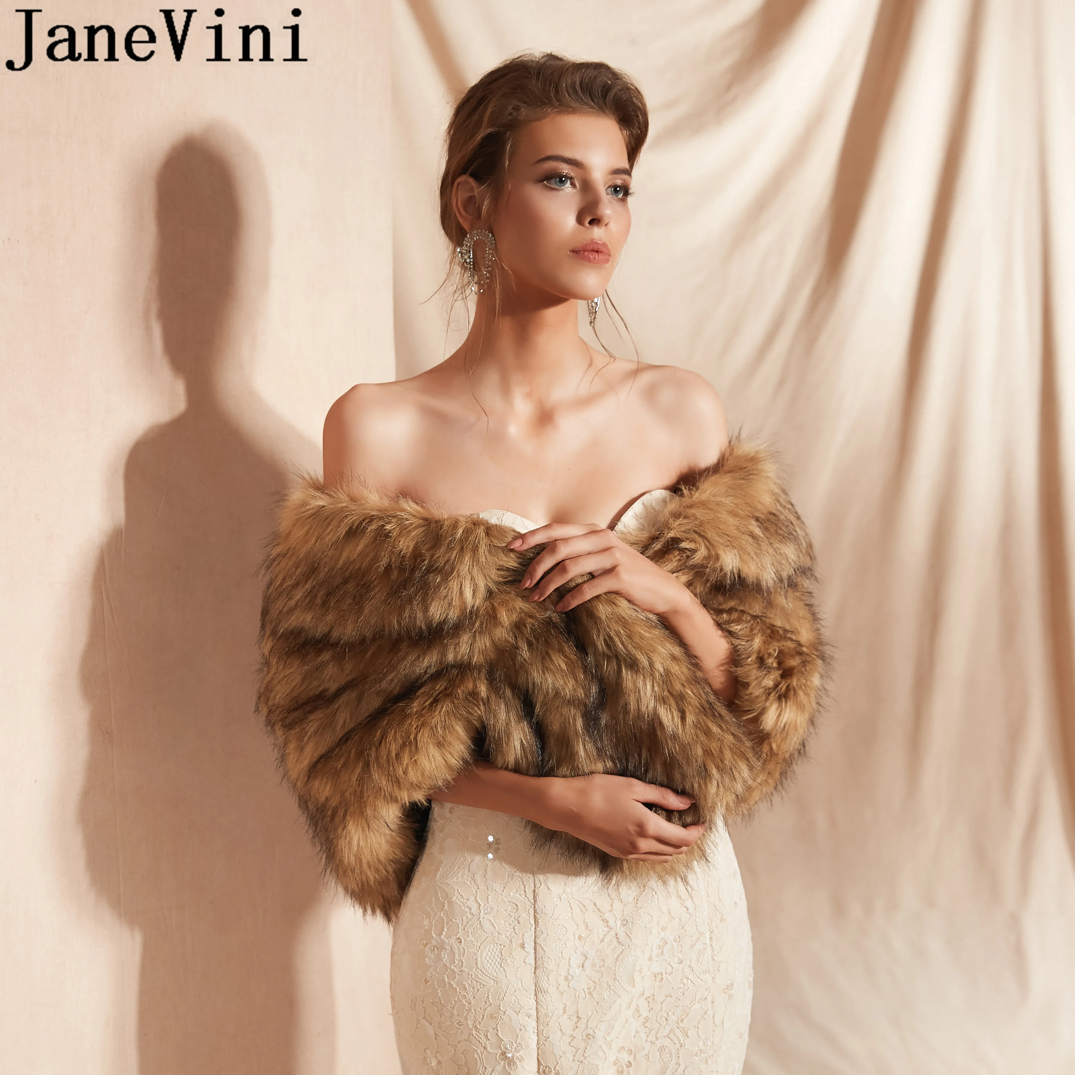 JaneVini Blouson Femme женский вечерний жакет из искусственного меха Свадебное платье накидка для невесты шаль, болеро Hochzeit вечерние зимние куртки