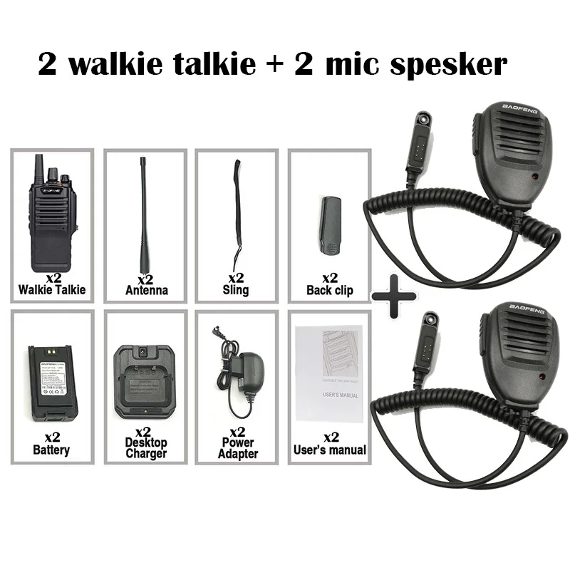 2 шт. Baofeng водонепроницаемый BF-9700 IP67 рация 7 Вт около 12 часов UHF& VHF 400-520MHz Antena Diamond Motorola радио - Цвет: add 2 MIC